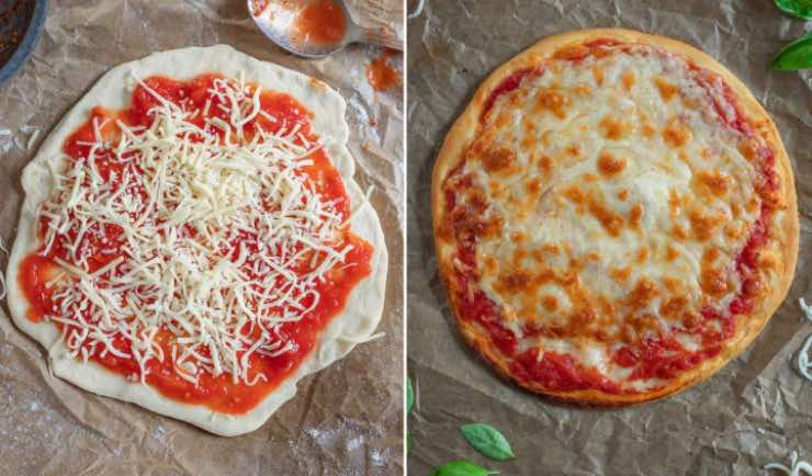 Pizza vegana prima e dopo